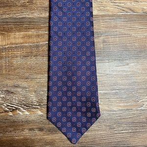 NWT- Brooks Brothers Makers Navy Blue Red Geometric AOP Silk Neck Tie Made USA